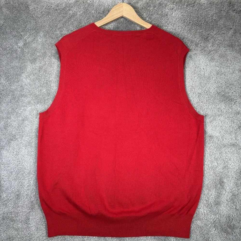 Vintage Polo Ralph Lauren Sweater Vest Mens L Red 100% Pima Cotton V Neck NWT